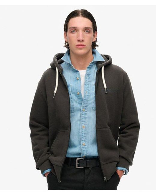 Superdry Black & Co Tattoo Graphic Loose Zip Hoodie for men