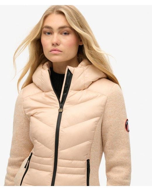 Superdry Gebreide Hybrid Storm Jas Met Capuchon in het Blue