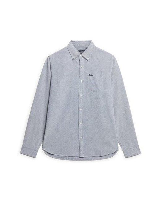 Superdry Blue Long Sleeve Oxford Shirt for men