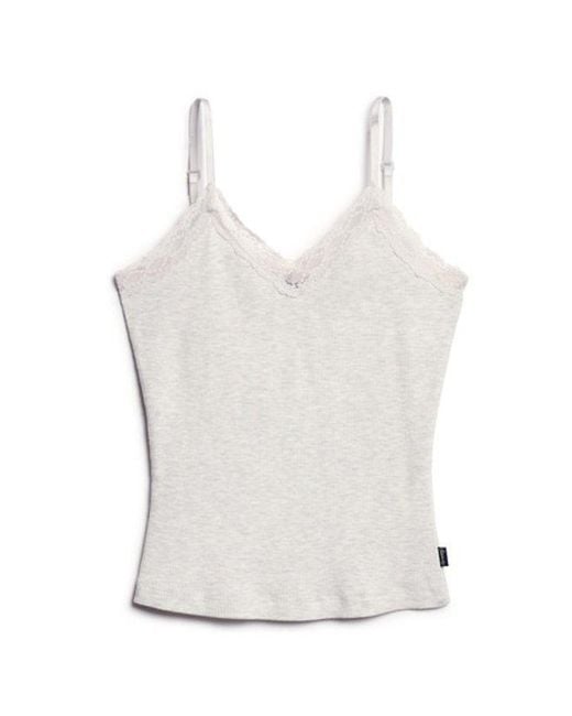 Superdry White & Co Athletic Essential Lace Trim Cami Top