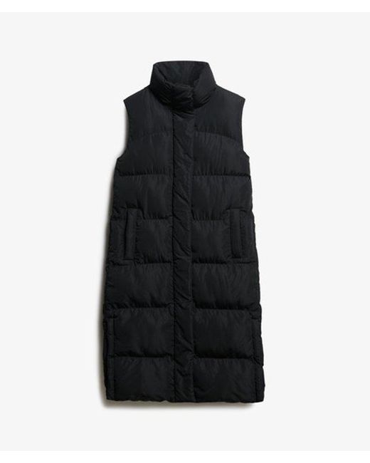 Superdry Black Longline Puffer Gilet