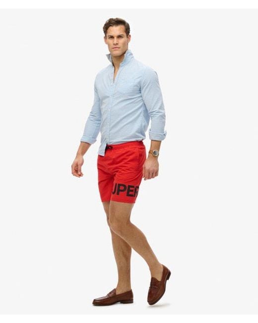 Homme Short De Bain À Motif Longueur 43 Cm Taille Superdry pour homme en coloris Red