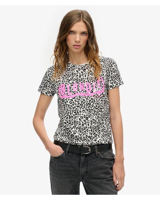 Superdry White & Co X Blondie Leopard Print Fitted Crew Neck T-shirt