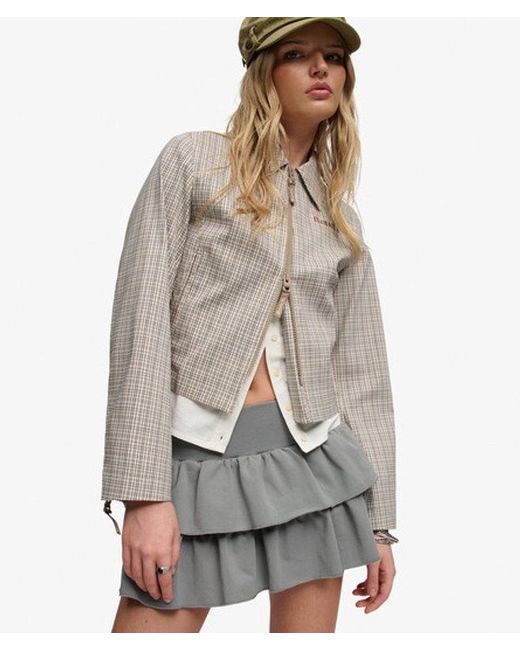 Superdry Gray Bench X & Co Bench Double Zip Collared Check Jacket