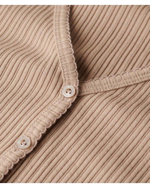 Superdry Blue Essential Button Through Long Sleeve Top