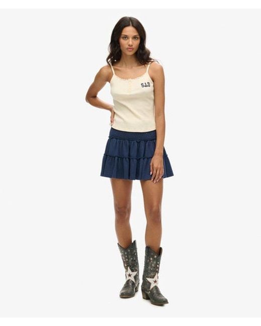 Superdry Blue & Co Tiered Jersey Mini Skirt