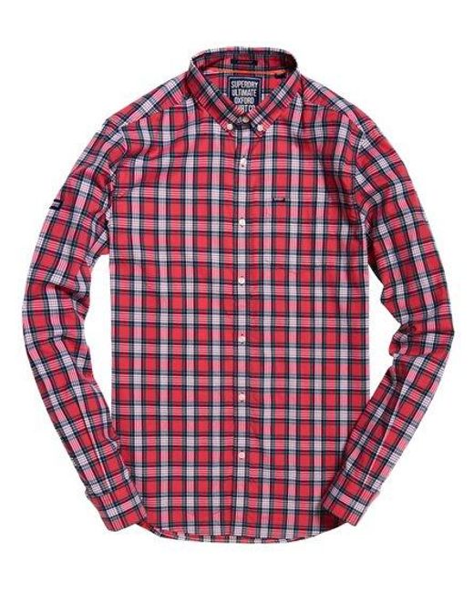 Superdry Red Ultimate University Oxford Shirt Albion Check for men