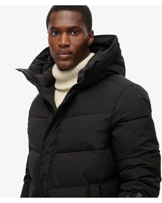 Superdry Black & Co Loose Fit Embroidered City Chevron Padded Parka Coat for men