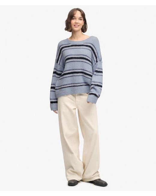 Superdry Blue & Co Slouchy Brushed Stripe Knit Jumper