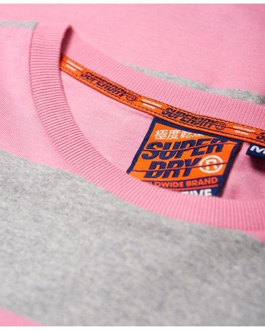 Superdry Pink Collective Short Sleeved T-Shirt Prep Stripe for men