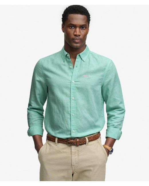 Superdry Green & Co Cotton Linen Long Sleeve Shirt for men