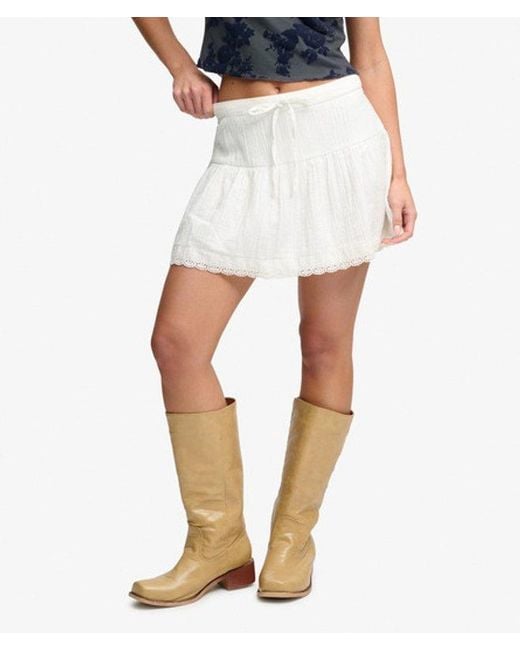 Superdry Blue & Co Broderie Trim Mini Skirt