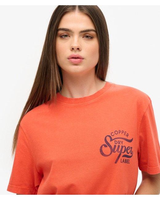 Superdry Blue & Co Oversized Copper Label Chest Graphic T-shirt