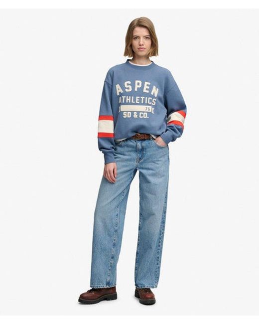 Superdry Blue & Co Aspen Athletics Preppy Ski Sweatshirt