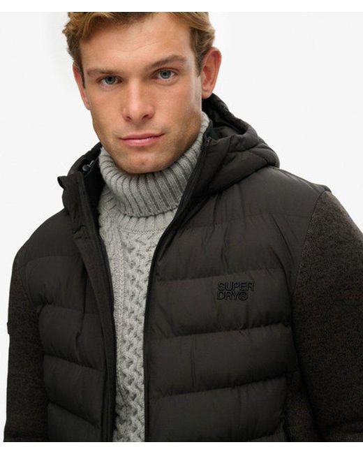 Superdry Black & Co Hooded Storm Knit Hybrid Jacket for men
