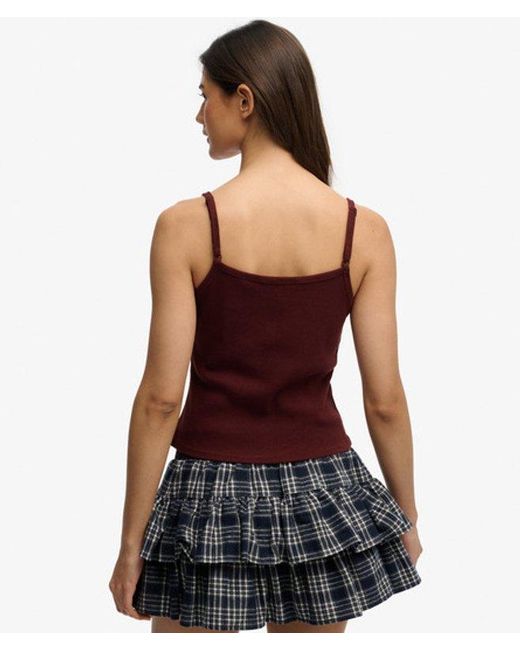 Superdry & Co Athletic Essentials Embroidered Button Cami Top