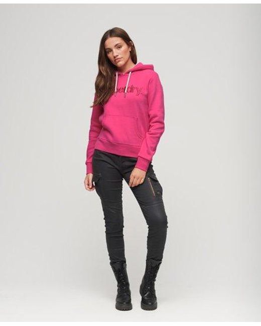 Superdry Pink Tonal Embroidered Logo Hoodie