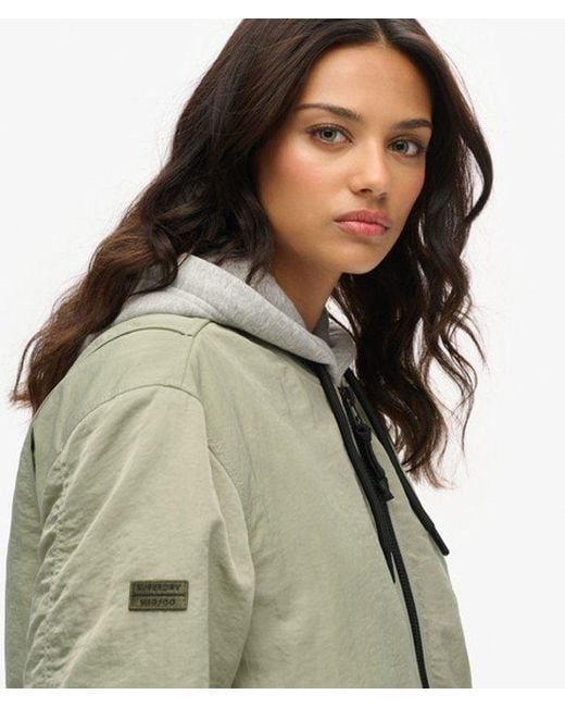 Superdry Green Oversized Military Hooded Ma1 Jacket