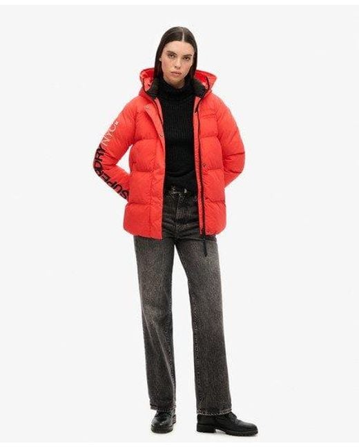 Red hooded parka outlet