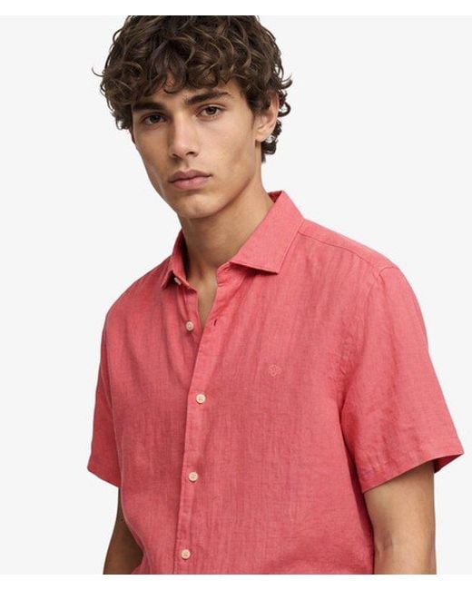 Superdry Red & Co Riviera Short Sleeve Linen Shirt for men