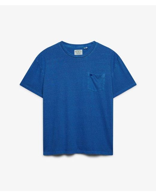 Superdry Blue & Co Classic Cotton Linen Pocket T-shirt for men