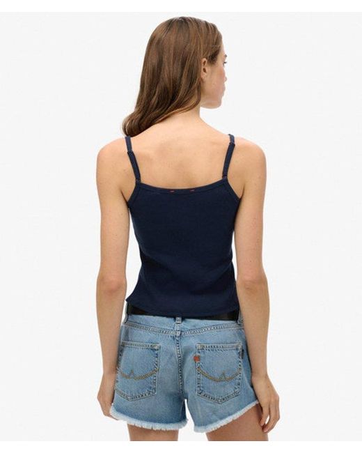 Superdry Blue & Co Athletic Essentials Graphic Button Cami Top