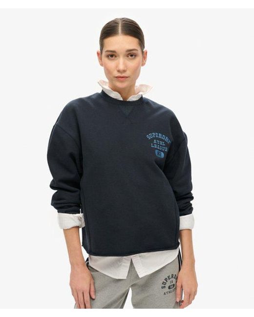Superdry Black & Co Athletic Essentials Loose Crop Crew Sweatshirt
