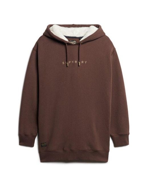 Superdry Brown Luxe Metallic Logo Hoodie Dress