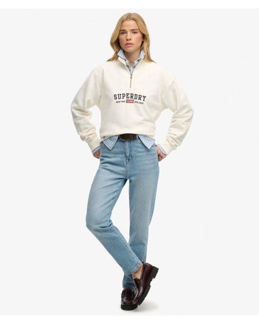 Superdry Natural & Co Athletic Essentials Graphic Half Zip Sweatshirt