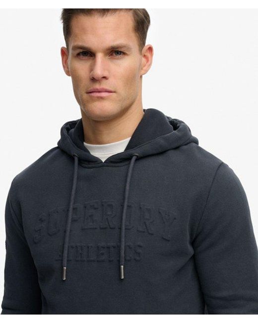 Superdry Blue & Co Athletic Embossed Relaxed Hoodie for men