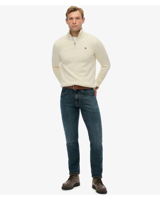 Superdry Natural & Co Cotton Half Zip Knit Jumper for men