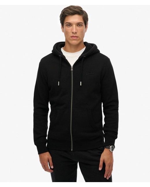 Homme Sweat À Capuche Zippé Logo Vintage Brodé Taille Superdry pour homme en coloris Black