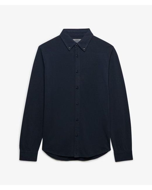 Superdry Blue & Co Vintage Destroy Pique Long Sleeve Shirt for men