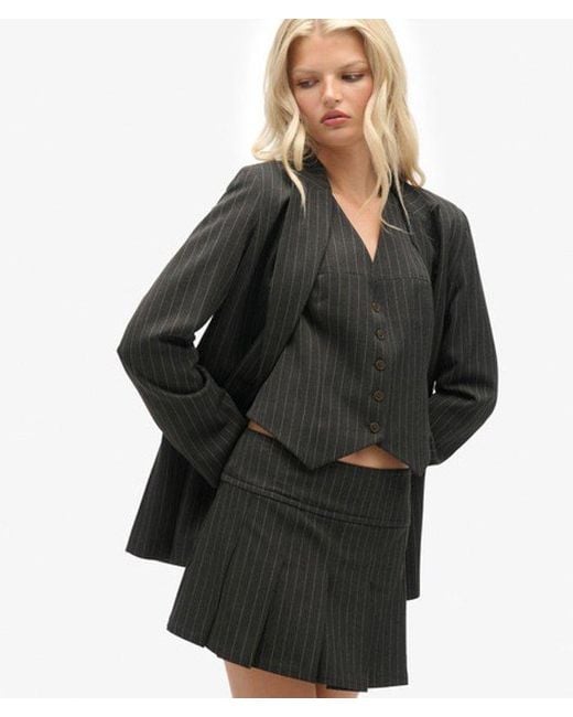 Superdry Gray & Co Pinstripe Boyfriend Blazer