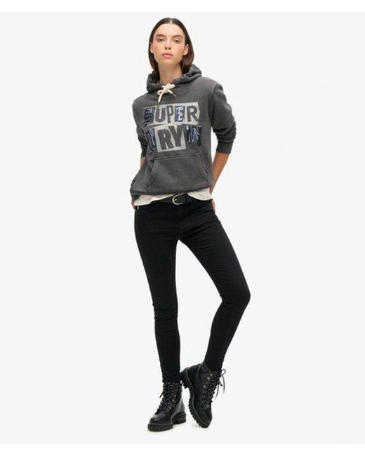 Superdry Gray & Co Embellished Punk Graphic Hoodie