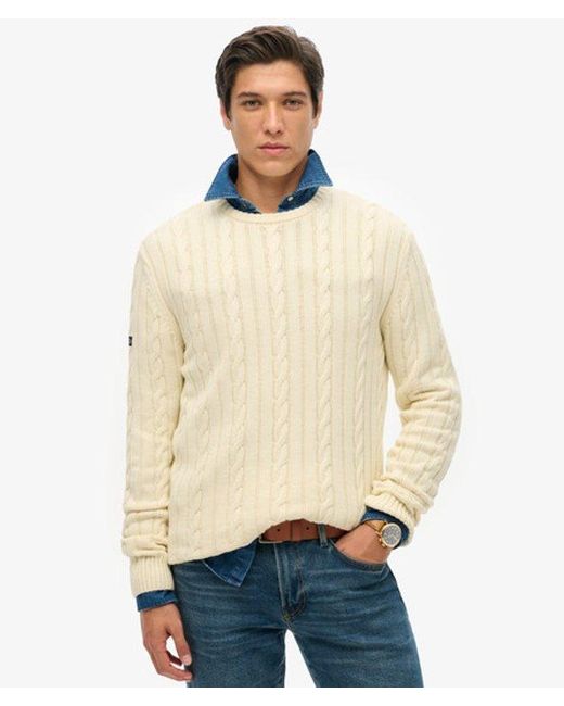 Superdry Natural Cotton Classic Cable Knit Crew Jumper for men