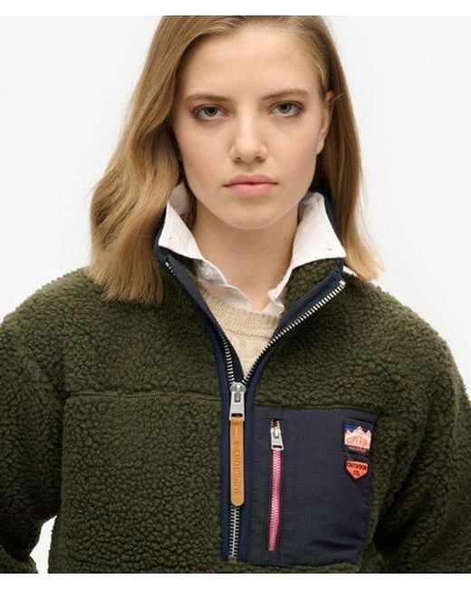 Superdry Green & Co Vintage Retro Half Zip Fleece Jumper