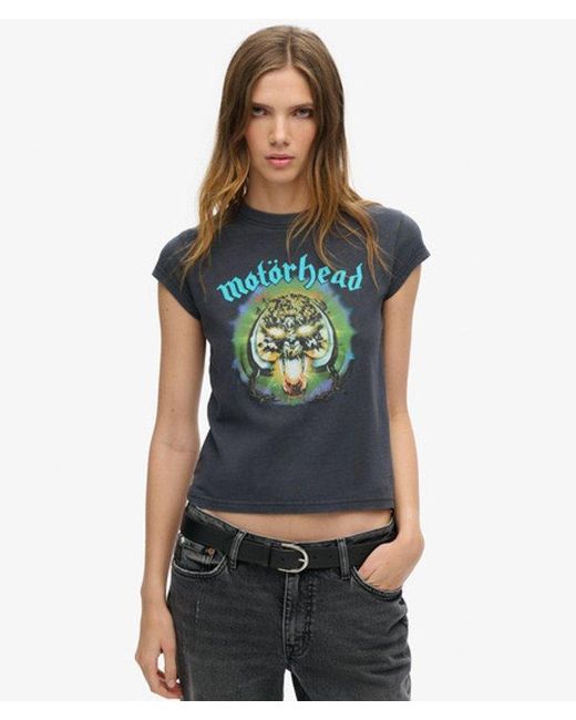 Superdry Blue Motörhead X Cap Sleeve Band T-shirt