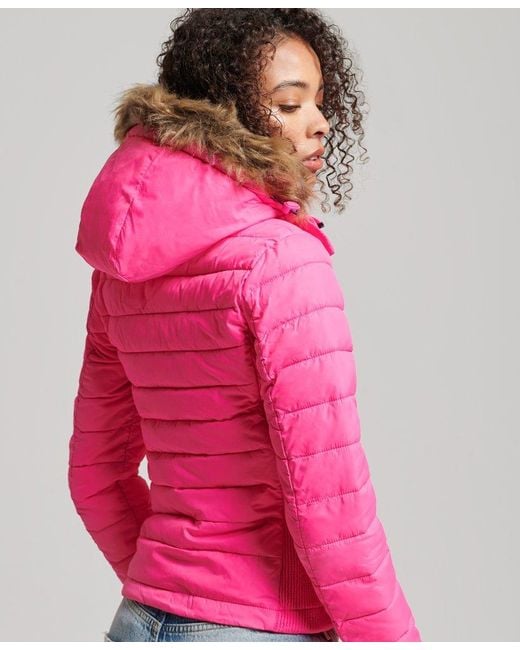 Superdry Fuji Slim Double Zip Hooded Jacket Pink | Lyst