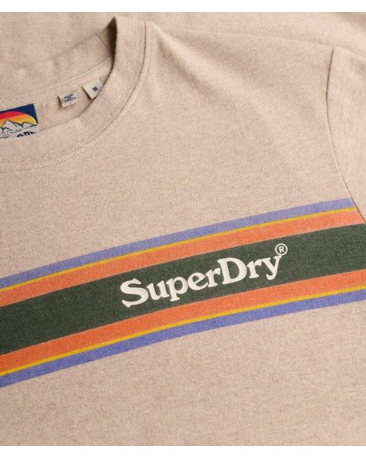 Superdry Natural Venue Logo Stripe Relaxed T-Shirt for men