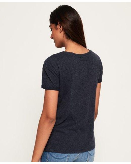 Superdry Blue Premium Sequin Slim Boyfriend T-Shirt Marl