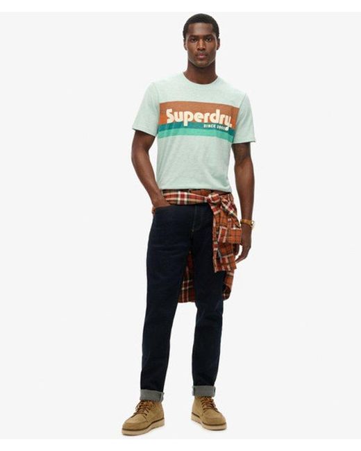 Superdry Green Terrain Logo Stripe Relaxed T-shirt for men