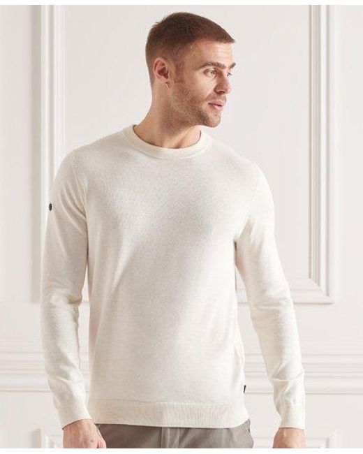 Superdry Natural Coolmax Crew Knit Jumper Oyster for men
