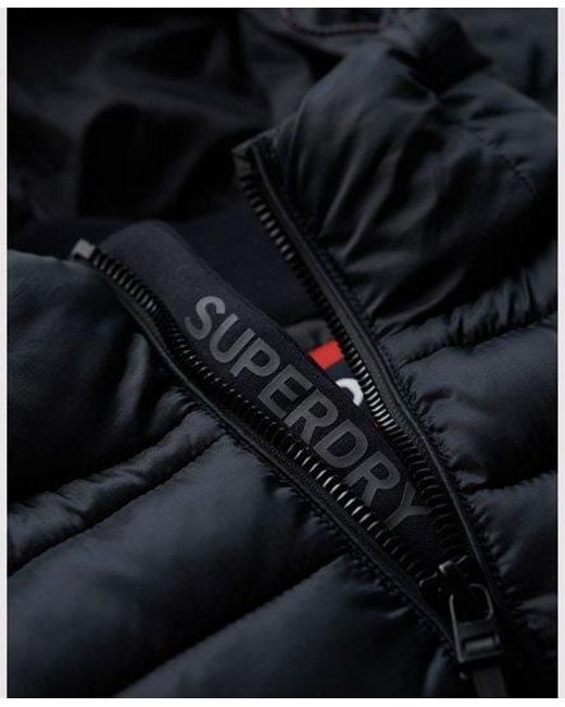 Superdry Blue Hooded Storm Hybrid Padded Jacket for men
