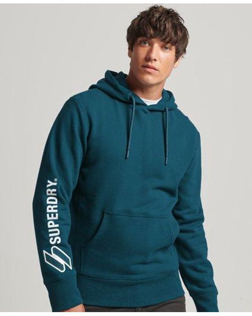 Superdry Blue Applique Hoodie for men