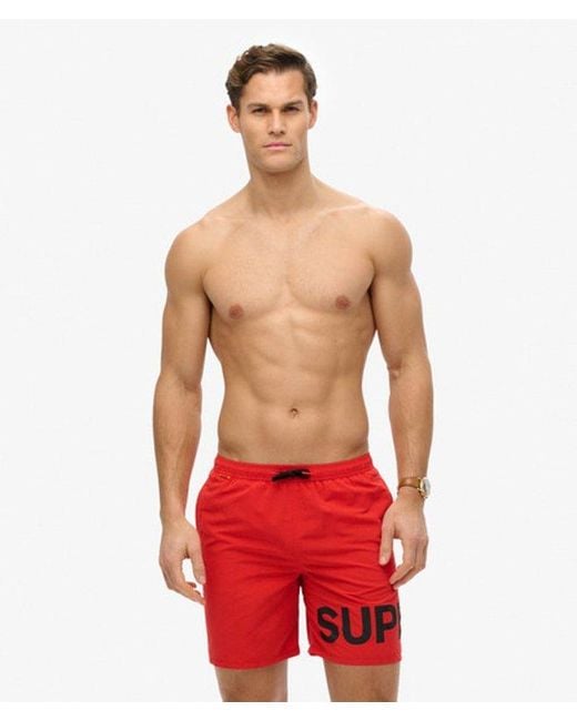 Homme Short De Bain À Motif Longueur 43 Cm Taille Superdry pour homme en coloris Red