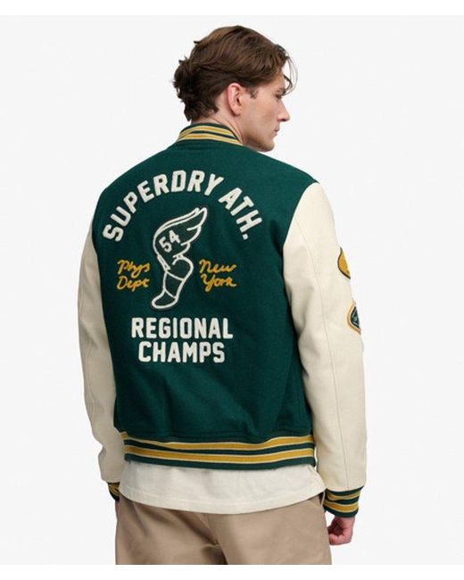 Superdry Green & Co Vintage Patched Varsity Jacket for men