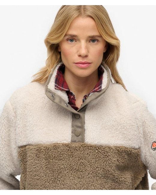 Superdry Super Soft Mash Up Teddyfleece in het Natural