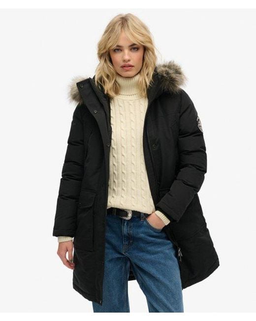 Superdry Black & Co Everest Faux Fur Parka Coat