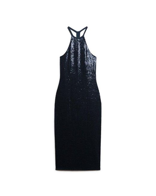 Superdry Blue & Co Sequin Halter Neck Midi Dress